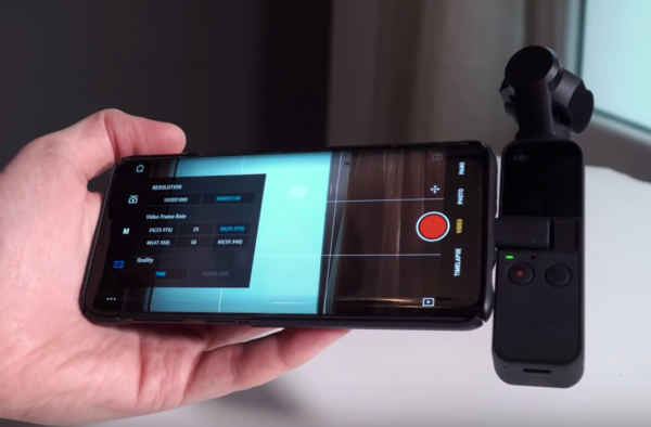 DJI Osmo Pocket with smartphone attached