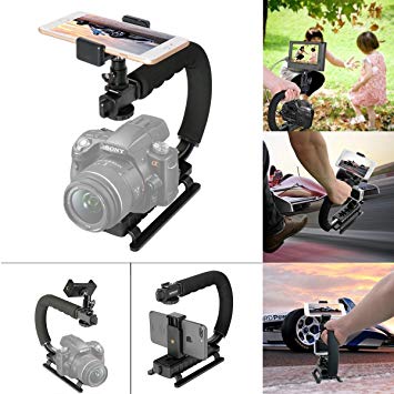 Fantaseal 4-in-1 Smartphone+Action Camera+Camcorder+ DSLR Camera Stabilizer C Shape Rig Low Position Shooting System