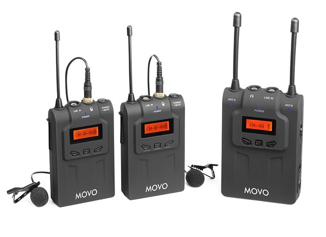 Movo WMIC80 UHF Wireless Lavalier Microphone System with 2 Bodypack Transmitters best lav mics