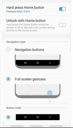 Samsung ONE UI Gesture based navigation