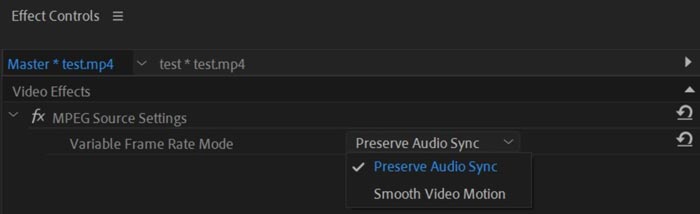 adobe premiere audio sync variable frame rate