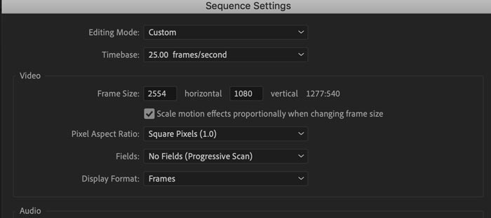 filmic pro premiere pro sequence settings
