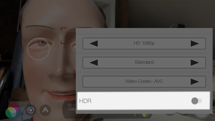 Filmic Pro HDR Setting