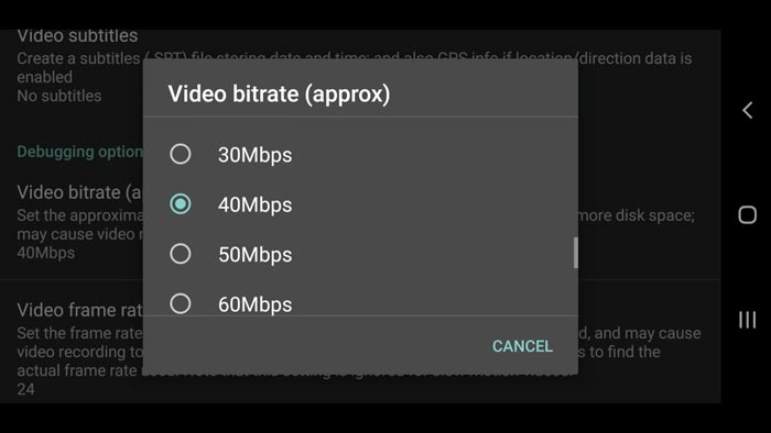 bitrate for gom cam