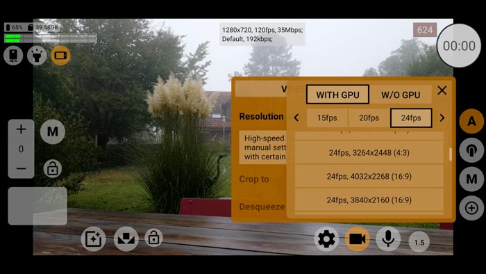 android camera app GPU control