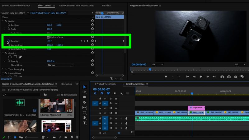 Product videography Adobe Premiere